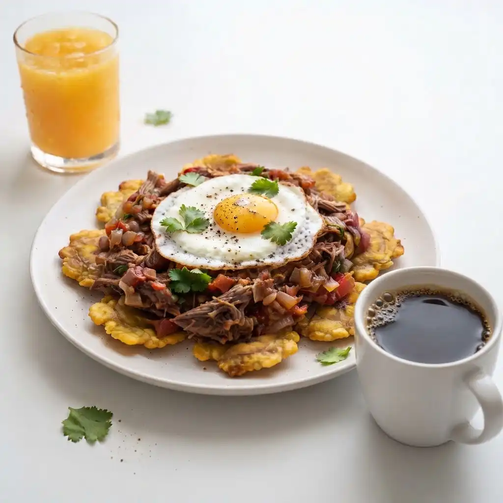 presentacion de un plato con un desayuno completo