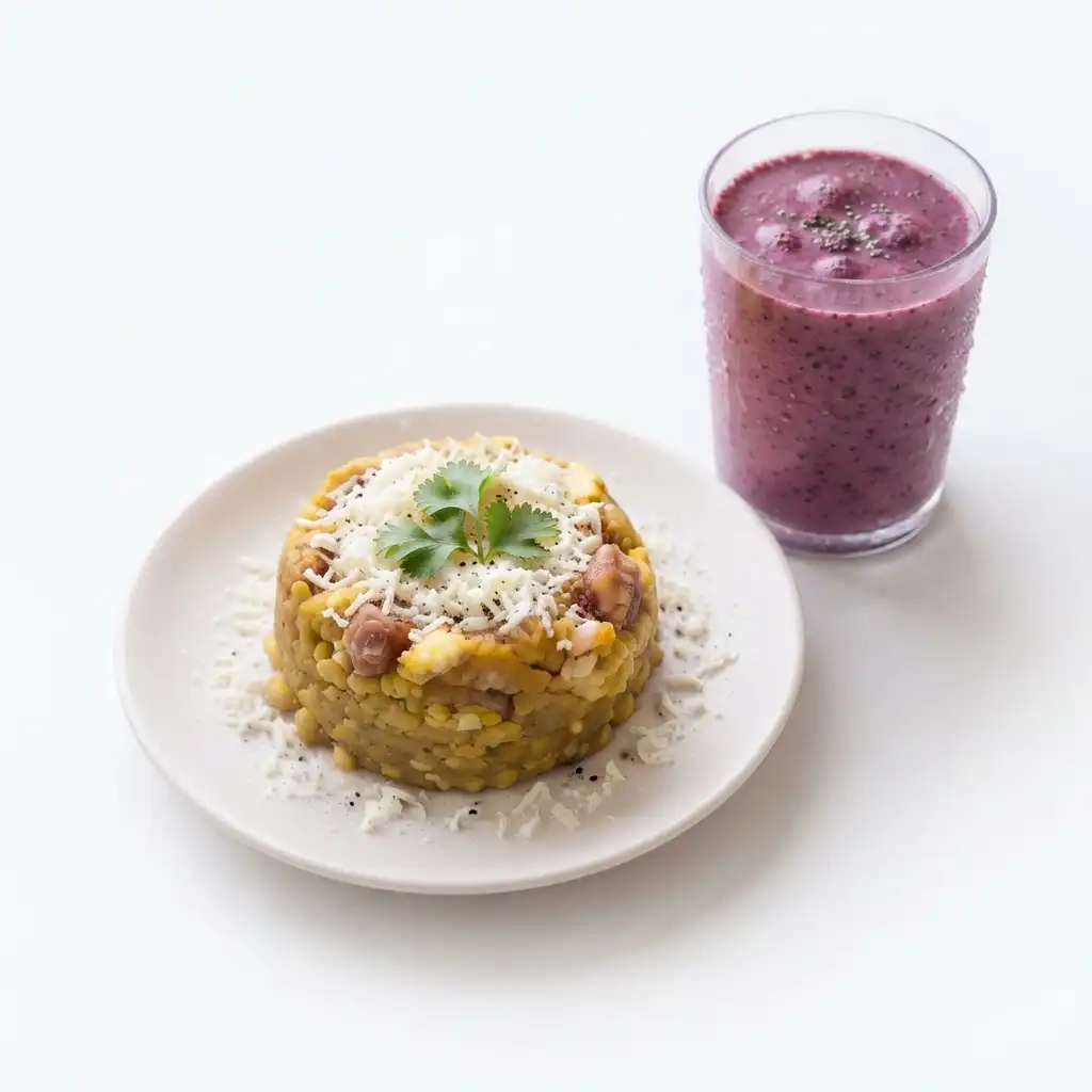 presentacion de un plato con un desayuno junior
