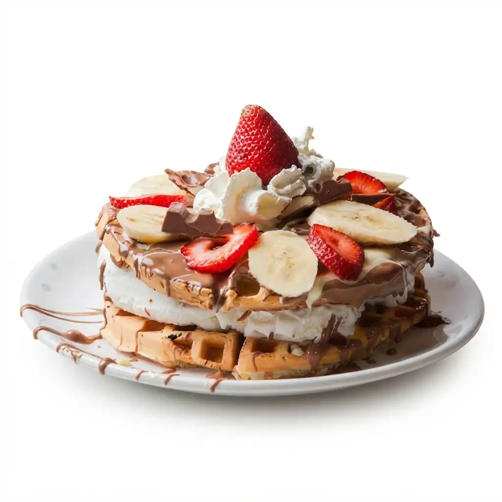 presentacion de un plato con waffles